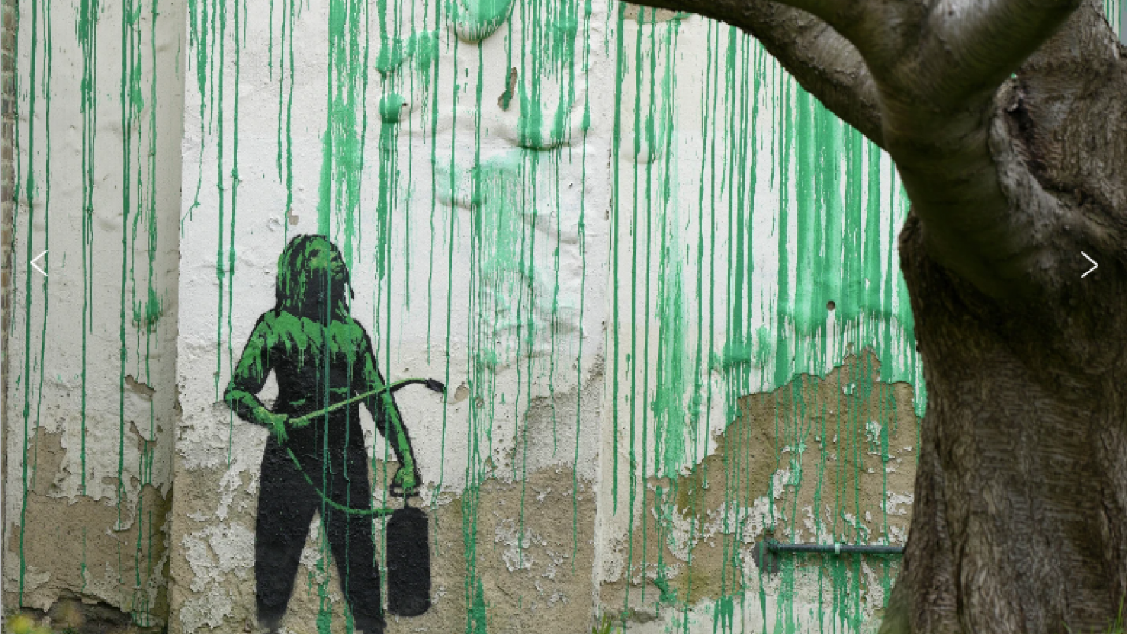 Banksy crea mural con árbol mutilado en Londres