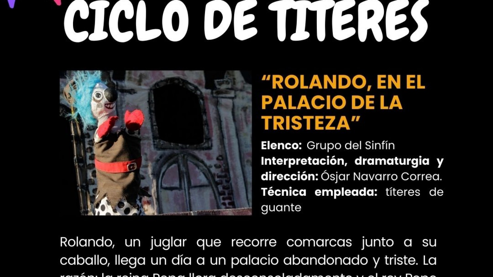Más títeres en la Sala Ana Frank: se viene "Rolando en el palacio de la tristeza"