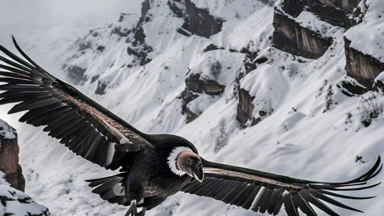 Cóndor en la Ruta 7. Espectáculo en vivo de la naturaleza