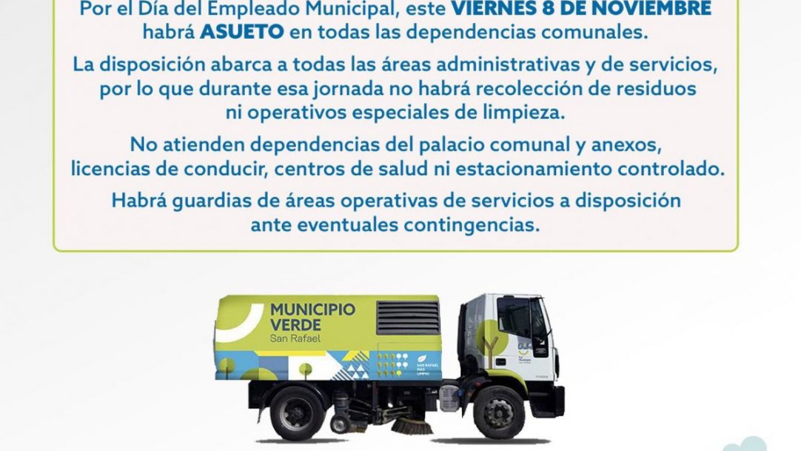 Asueto por el Día del Empleado Municipal: viernes 8 de noviembre