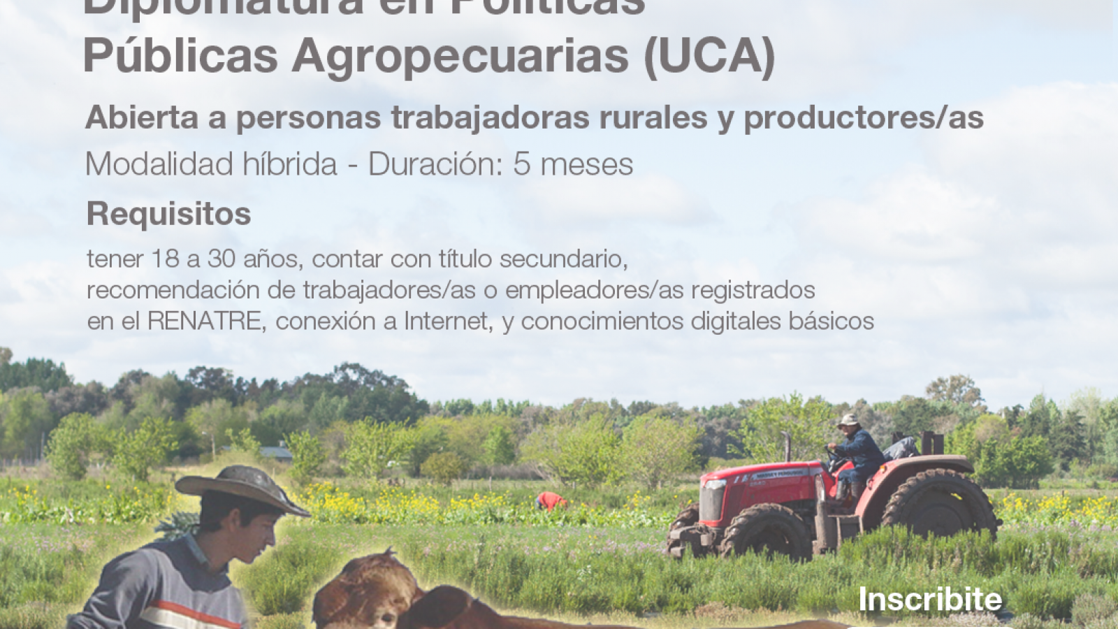 El RENATRE abre postulaciones a becas de estudio para la Diplomatura en Políticas Públicas Agropecuarias