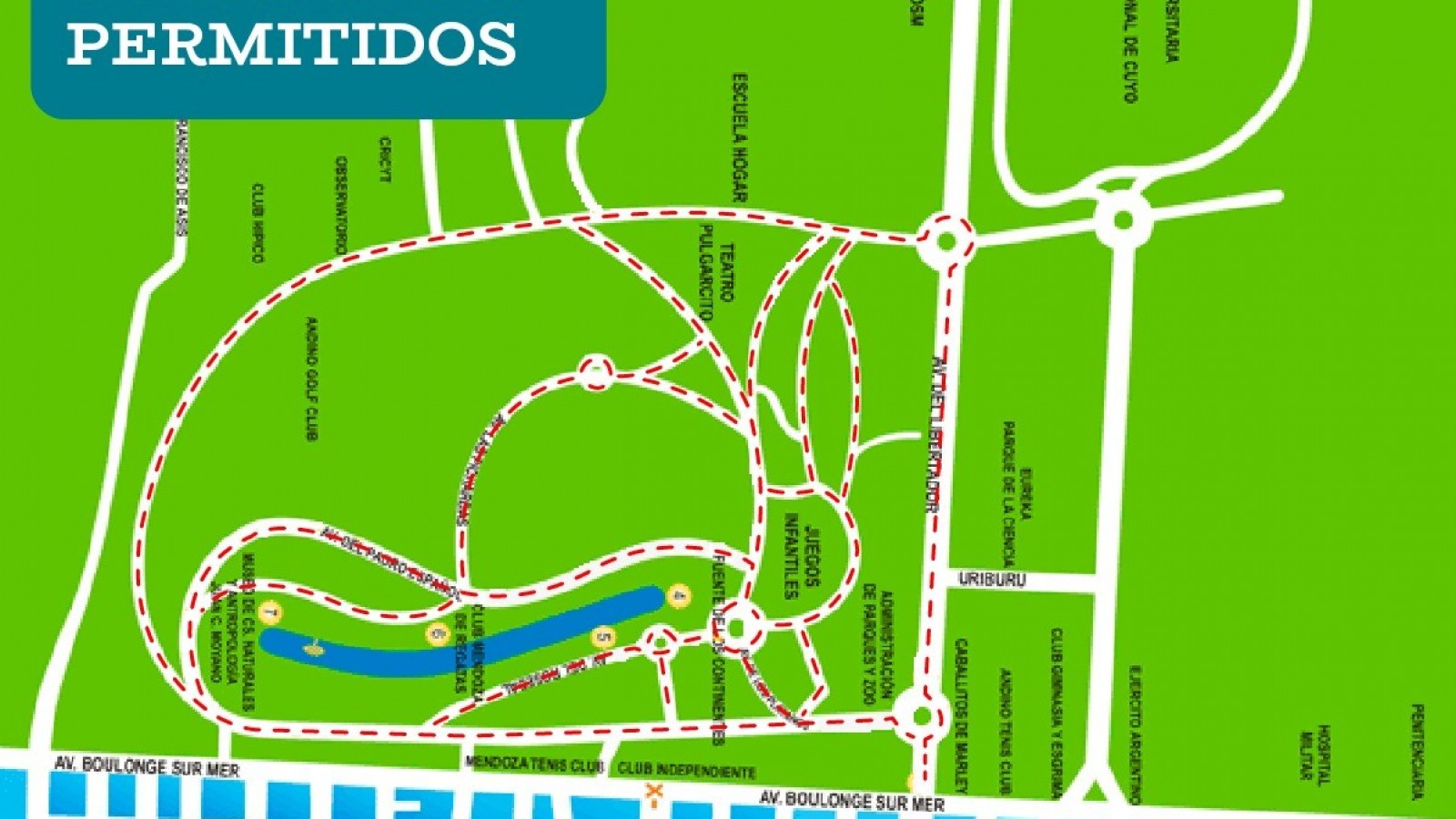 Circuito permitido en el Parque General San Martín